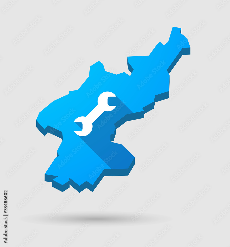 Blue North Korea map with a wrench Blue North Korea map with a wrench