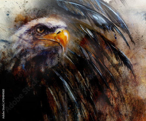 painting  eagle on an abstract background, USA Symbols Freedom