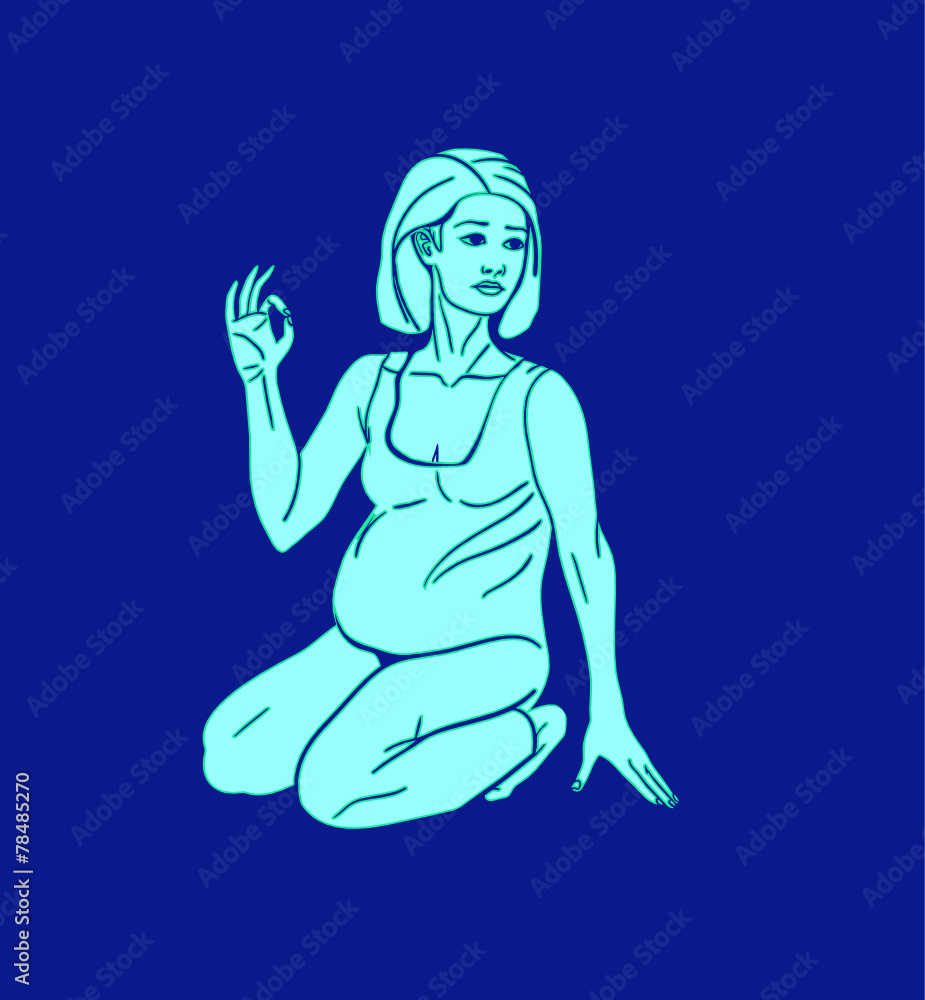 Yoga for pregnant woman. Silhouette of the pregnant woman Yoga for pregnant woman. Silhouette of the pregnant woman