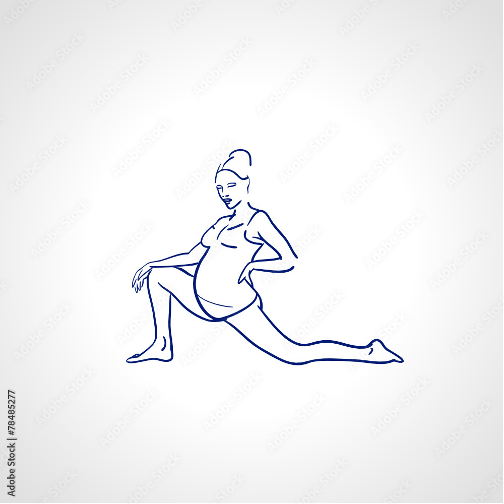 Yoga for pregnant woman. Silhouette of the pregnant woman Yoga for pregnant woman. Silhouette of the pregnant woman
