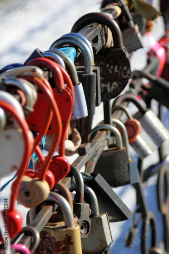 Locks enamoured on a metal protection