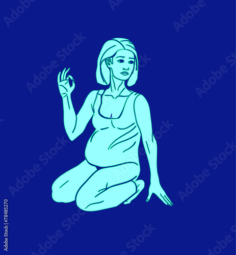 Yoga for pregnant woman. Silhouette of the pregnant woman