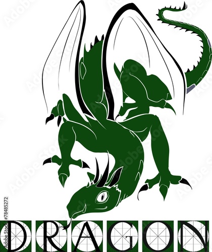Silhouette of dragon with title