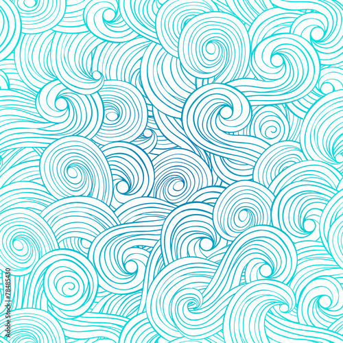 Waves, clouds colorful gradient abstract hand drawn pattern 