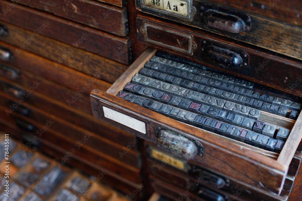 Metal printing press letters