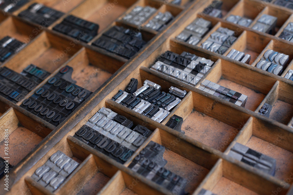 Metal printing press letters
