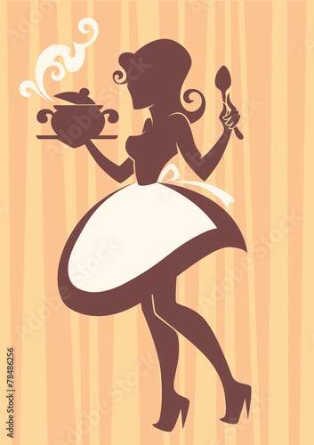 Home made cooking in retro style, vector commercial illustration