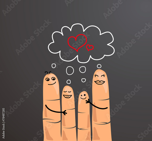 Finger family hugging showing love. Bussiness concept.