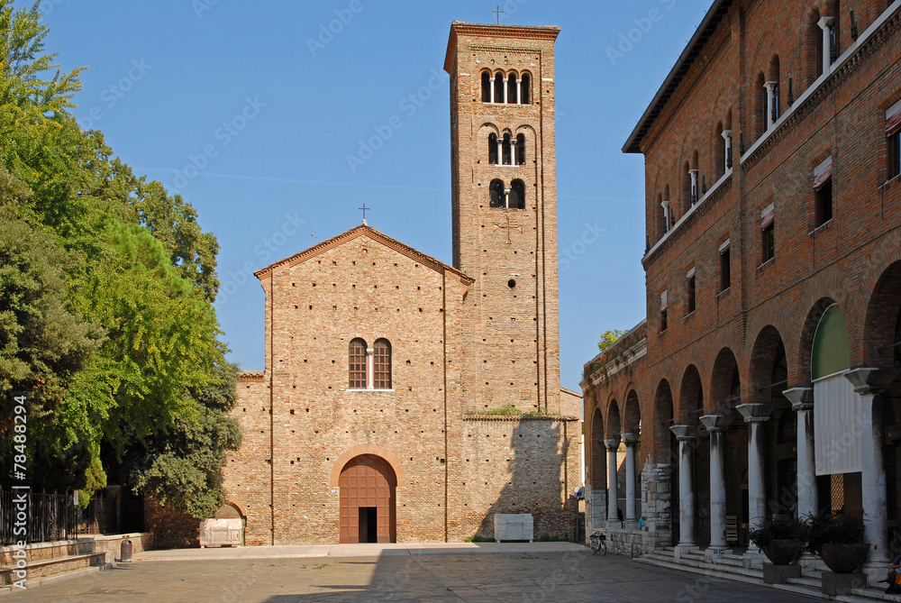 Ravenna S. Francis Basilica with the bell tower
