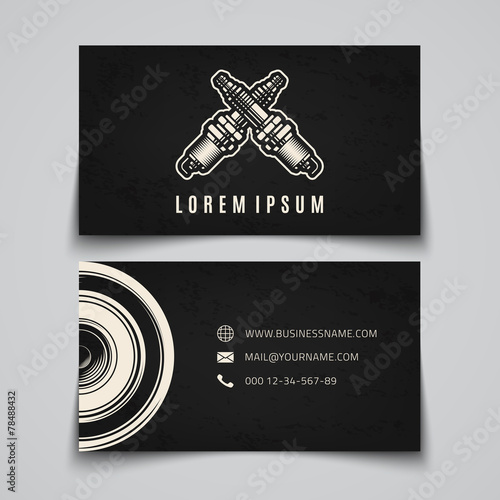 Business card template. Spark plug logo