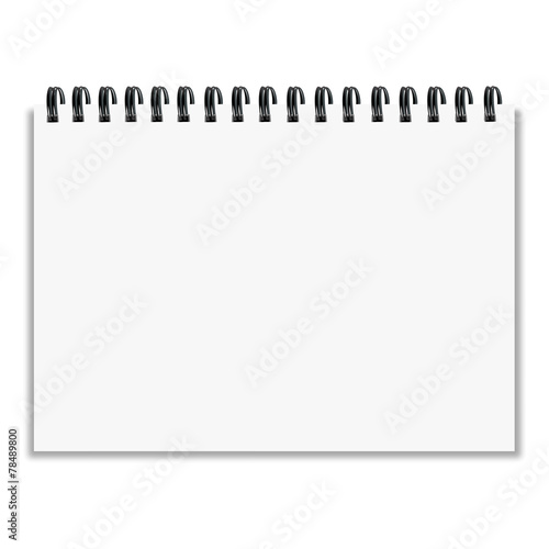 Leaf notebook with shadow on white background vector