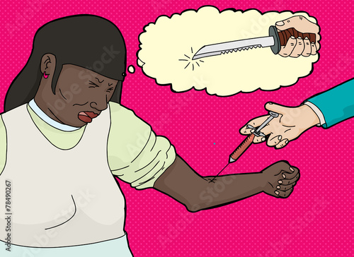 Woman Thinking About Pain During Vaccination