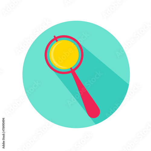 baby rattle flat icon with long shadow