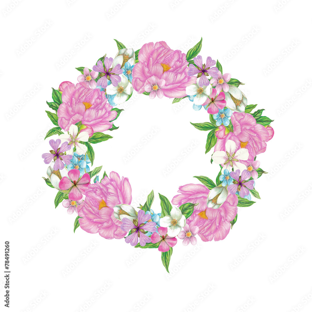 Circle floral frame