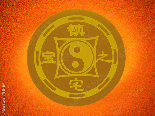 Feng Shui symbols Chinese culture background backdrop wallpaper.