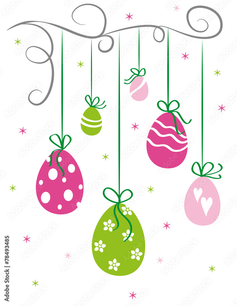 Naklejka premium Hängende Osterkugeln, Vektor