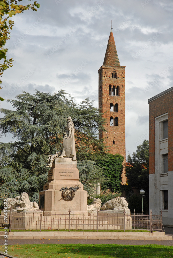 Garibaldi  square with the monument for the casualties of war