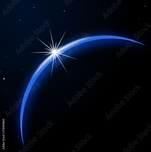 Planet earth with sunrise in space - Illustration