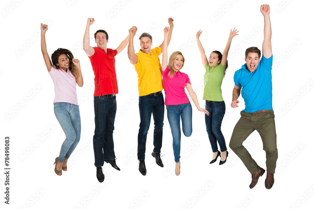 Group Of Multiethnic Diverse People Jumping Group Of Multiethnic Diverse People Jumping