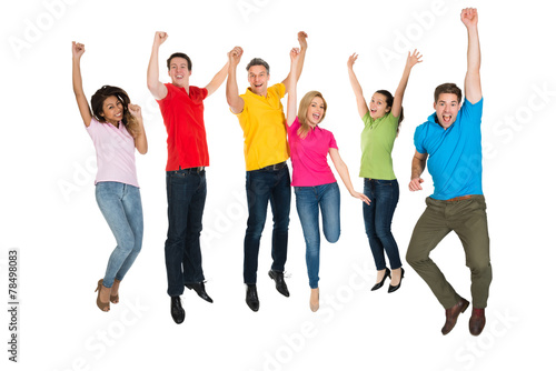 Group Of Multiethnic Diverse People Jumping
