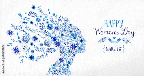 Happy Women day vintage flower illustration