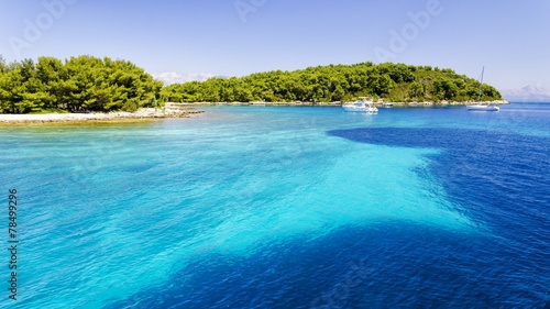 clear crystal water over Hvar island in Dalmatia, Croatia