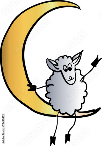 sheep on the moon vector illustration