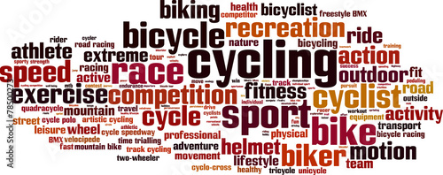 Cycling word cloud concept. Vector illustration