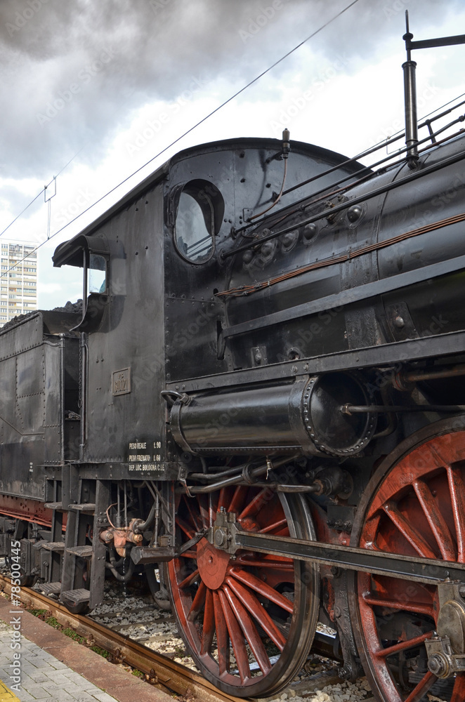 Naklejka premium Detail of old classic steam locomotive