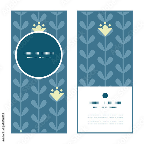 Vector blloming vines stripes vertical round frame pattern