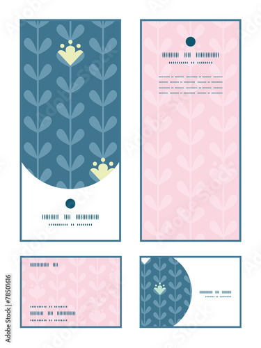 Vector blloming vines stripes vertical frame pattern invitation