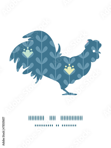Vector blloming vines stripes rooster silhouette Easter frame