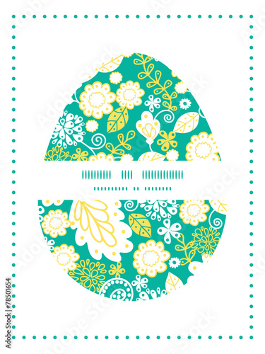 Vector emerald flowerals Easter egg sillhouette frame card