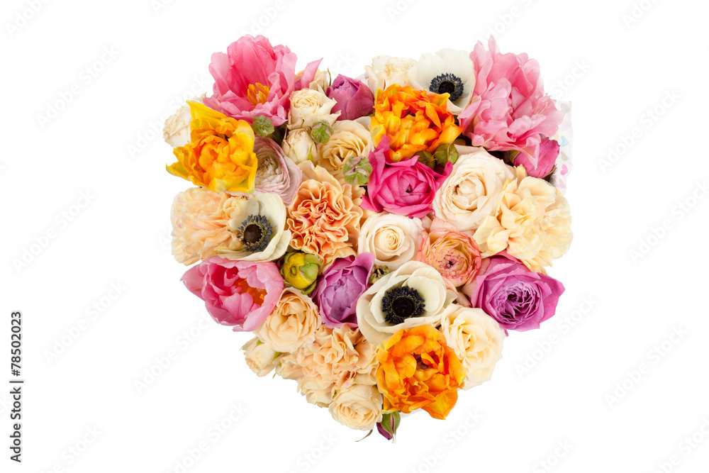 Heart shaped flower bouquet isolated on white Stock-Foto | Adobe Stock