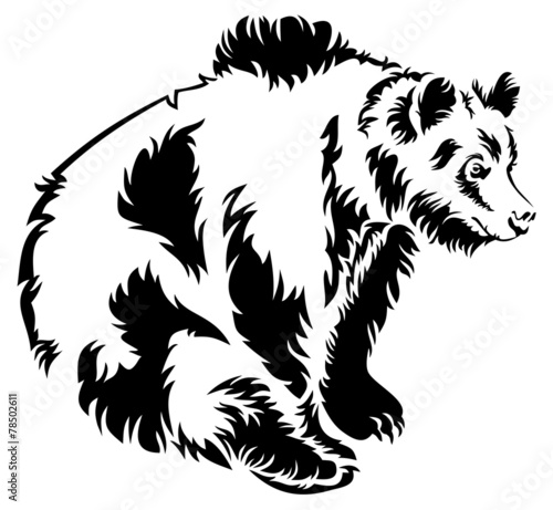 Bear black and white silhouette