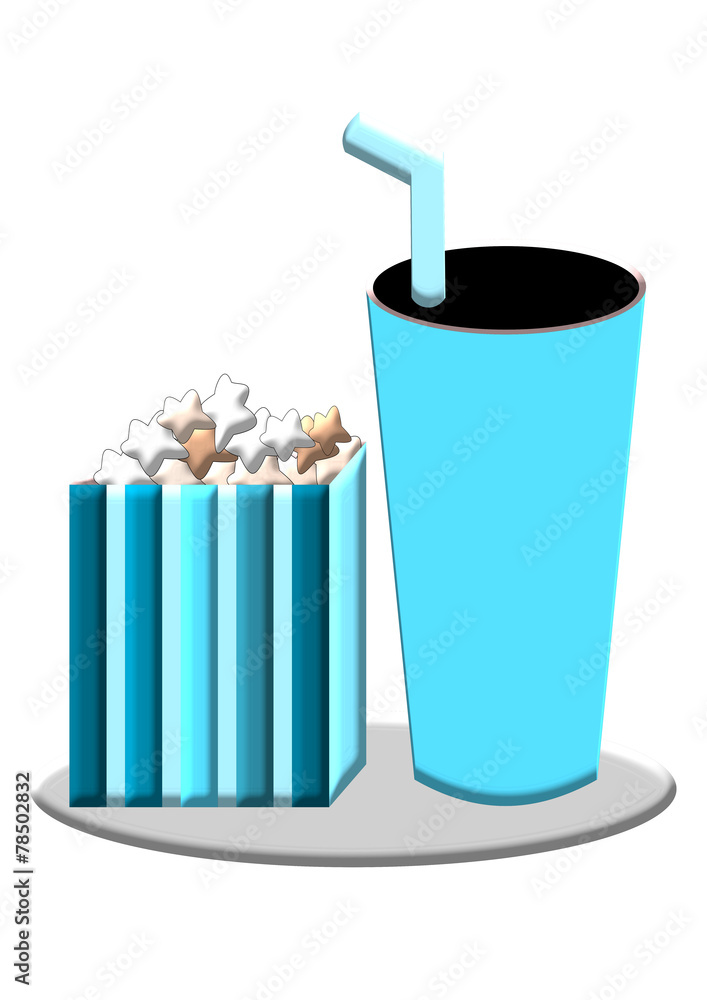 Popcorn In Box And Drink Illustration Popcorn In Box And Drink Illustration