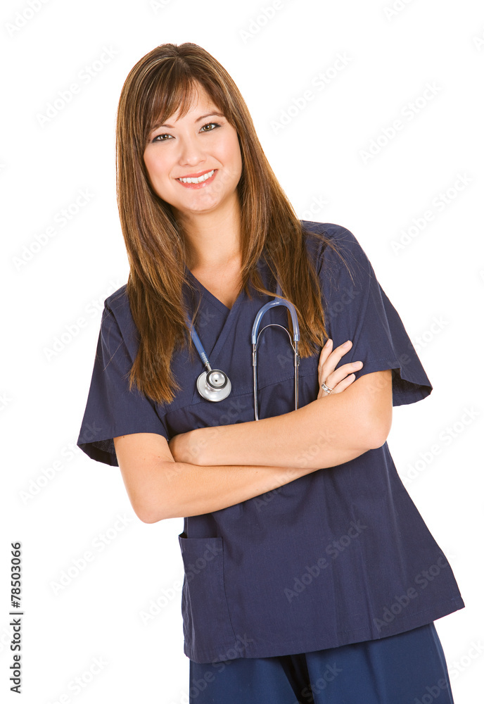 Doctor: Pretty Doctor In Scrubs with Stethoscope Doctor: Pretty Doctor In Scrubs with Stethoscope