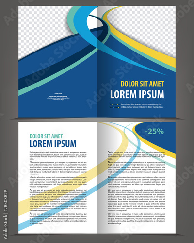 Vector empty bi-fold brochure print template design