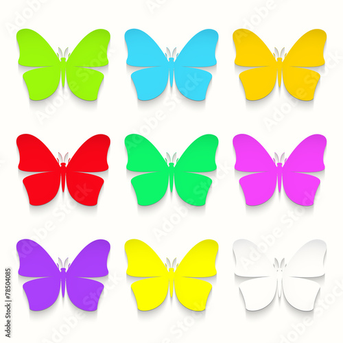 Set of paper butterflies