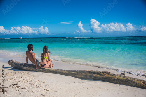 Young Couple in love at Akumal near Playa del Carmen and Cancun,