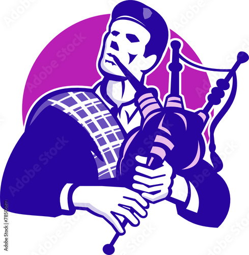 Scotsman Scottish Bagpiper Playing Bagpipes