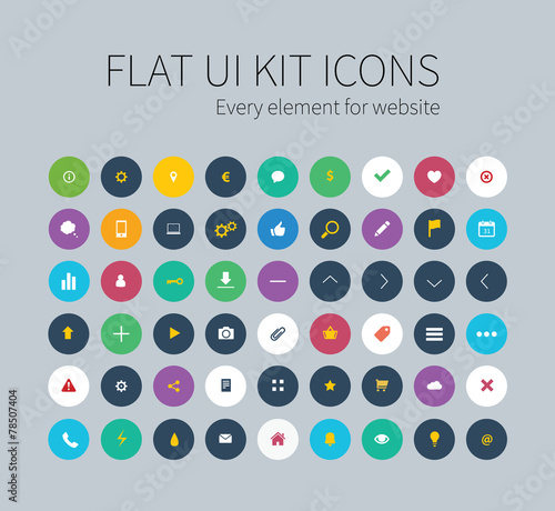 Flat ui kit set icons for webdesign or mobile design