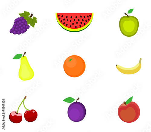 Set of fruits on a white background