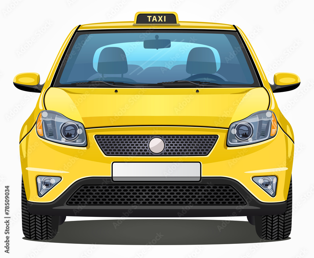 Vector Yellow Taxi Car - Front view | Visible interior version Vector Yellow Taxi Car - Front view | Visible interior version