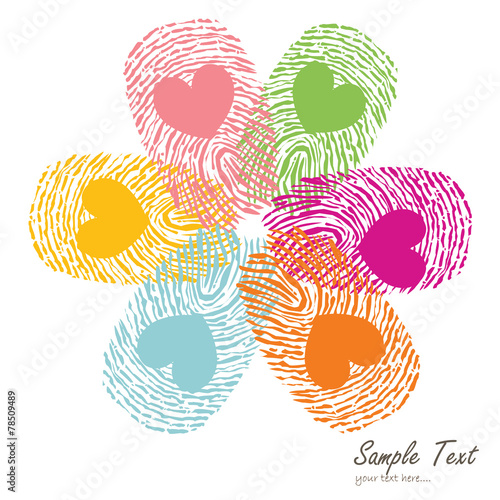 Colorful fingerprint vector with flower symbol vector