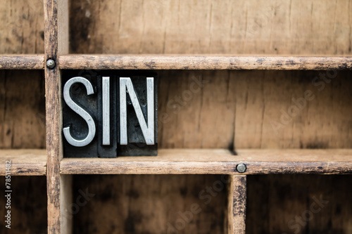 Sin Vintage Letterpress Type in Drawer