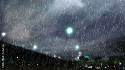 heavy rain over Square under the bridge in the early morning