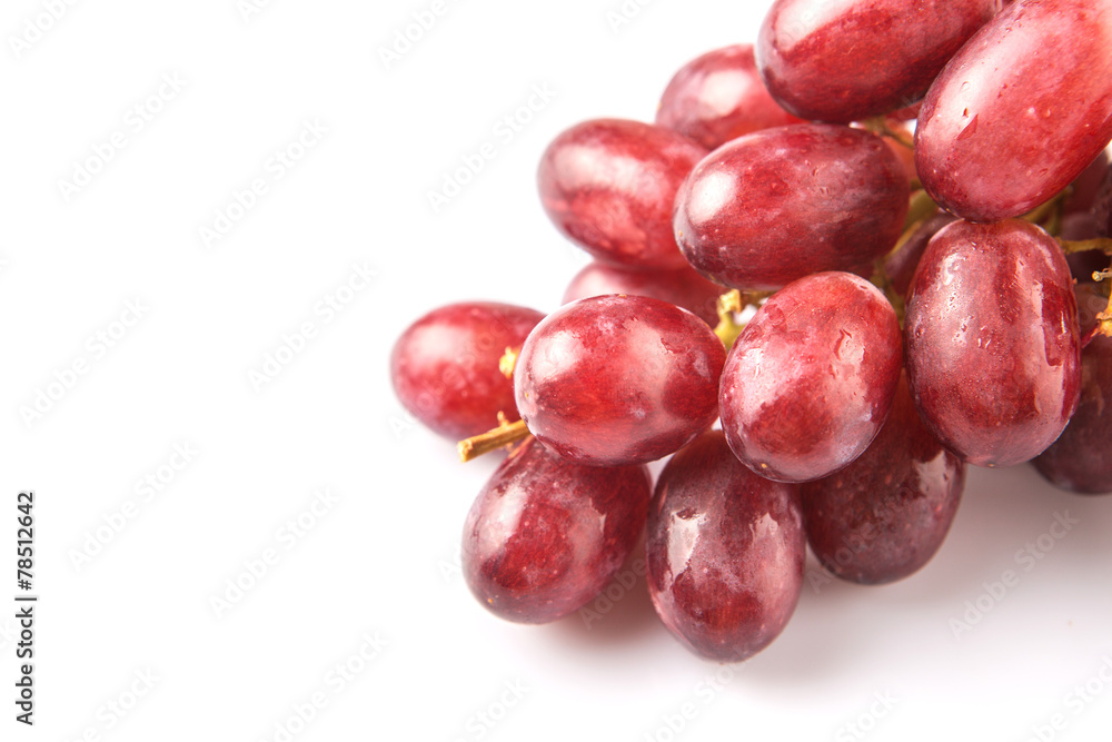 Red grapes over white background Red grapes over white background