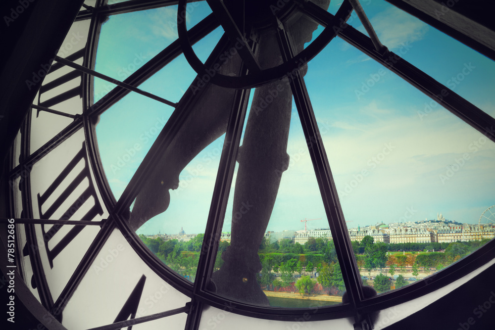 Orsay Museum clock - obrazy, fototapety, plakaty 