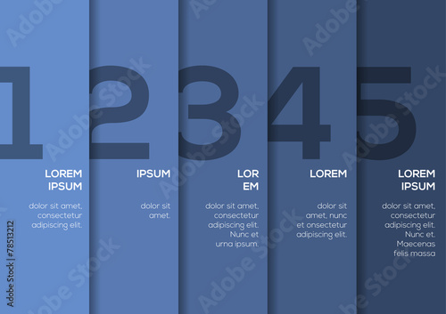 Background with 5 blue vertical stripes with numbers